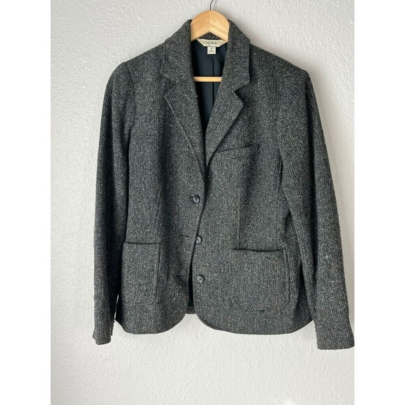 LL Bean Women's Gray Wool Blend Blazer Jacket Size Medium - Picture 1 of 9